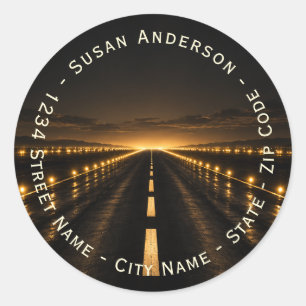 Night Runway Aviation Return Address Label