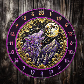 Night’s Majesty: Purple Wolf Stare Dartboard