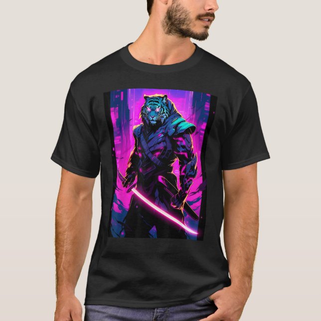 Night s Warrior Featuring a Tiger Samurai in the D T-Shirt (Front)