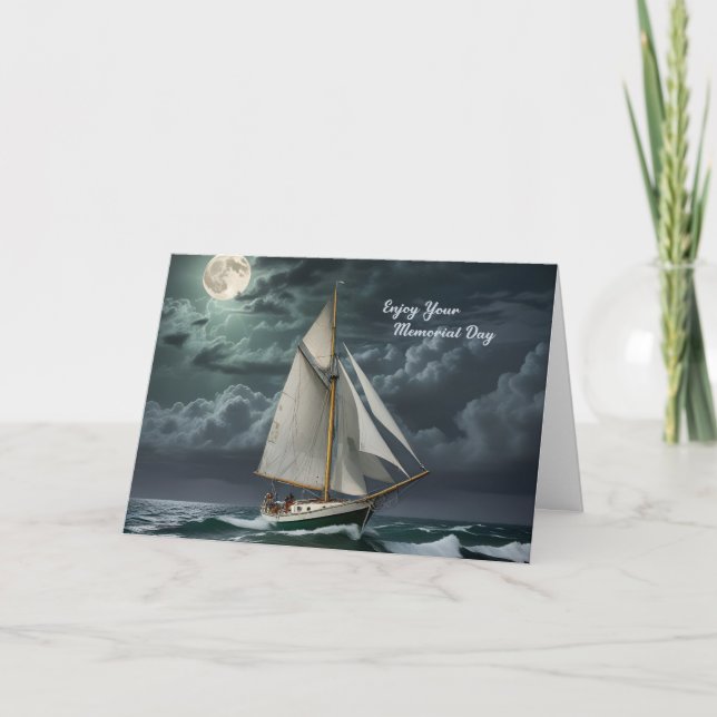 Night Sail Boat for Memorial Day Card (Front)