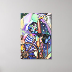 Night Sailing Captain Art Style Original Painting Canvas Print