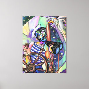 Night Sailing Captain Art Style Original Painting Canvas Print