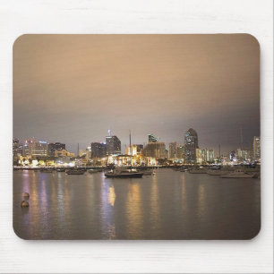 Night San Diego Sailboats Skyline Mouse Pad