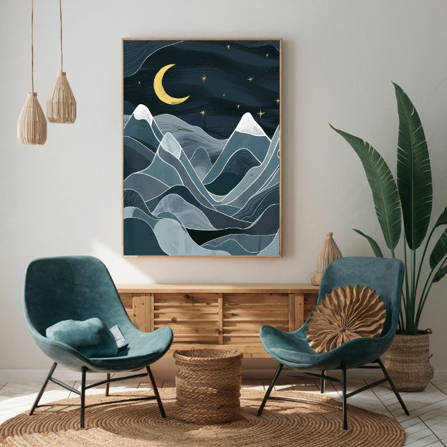 Night scene of mountains Abstract Poster (Creator Uploaded)