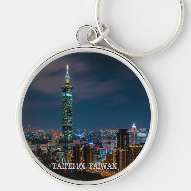 Night Scene of Taipei 101, Taiwan Key Ring (Front)