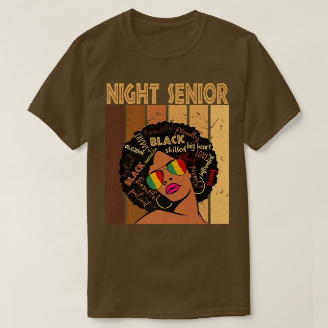 Night Senior Afro African American Women Black His T-Shirt (Design Front)