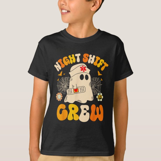 Night Shift Crew Ghost Halloween Nurse Funny  T-Shirt (Front)