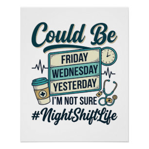 Night Shift Nurse Funny Could Be Friday Vector Des Poster