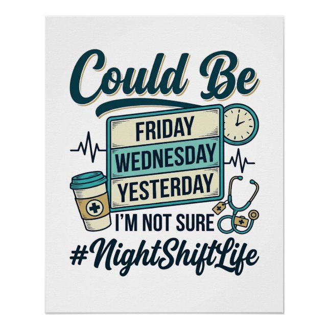 Night Shift Nurse Funny Could Be Friday Vector Des Poster (Front)