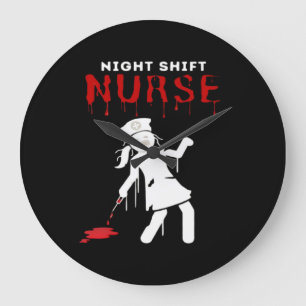 Night Shift Nurse Funny Halloween Classic T-Shirt Large Clock