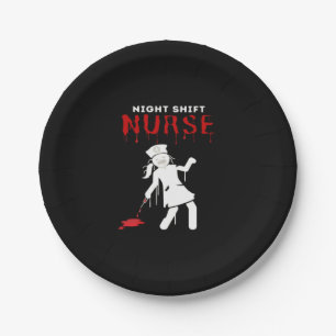 Night Shift Nurse Funny Halloween Classic T-Shirt Paper Plate