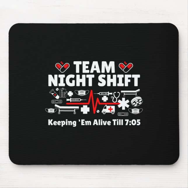 Night Shift Nurse Life Rn Lpn Cna Healthcare Heart Mouse Pad (Front)