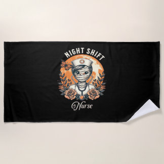 Night Shift Nurse Mummy Halloween Healthcare Flora Beach Towel
