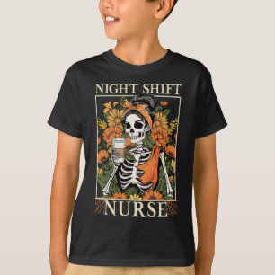 Night Shift Nurse Skeleton Halloween Rn Nurses Wom T-Shirt