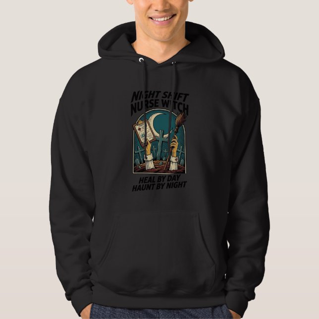 Night Shift Nurse Witch Retro Halloween Tee (Front)