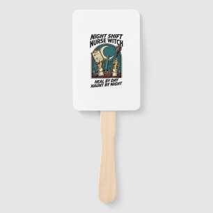 Night Shift Nurse Witch Retro Halloween Tee Hand Fan