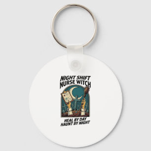 Night Shift Nurse Witch Retro Halloween Tee Key Ring