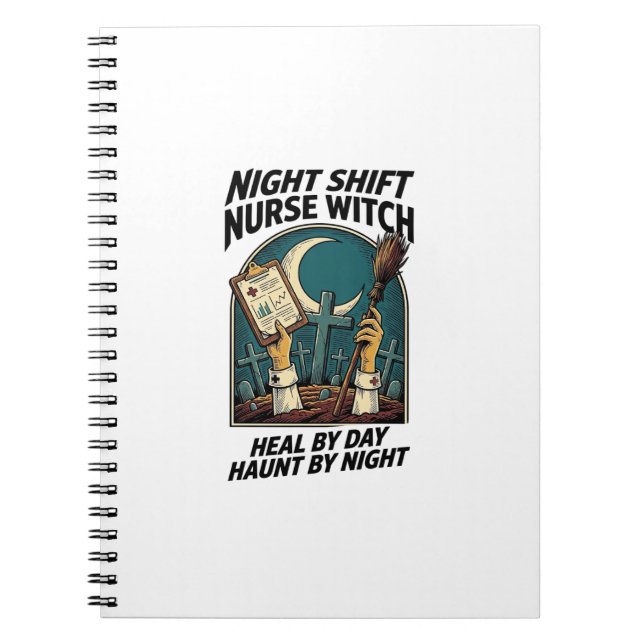 Night Shift Nurse Witch Retro Halloween Tee Notebook (Front)