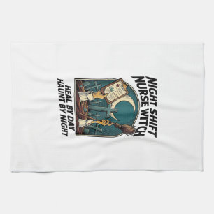 Night Shift Nurse Witch Retro Halloween Tee Tea Towel