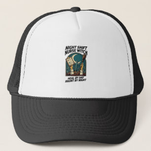Night Shift Nurse Witch Retro Halloween Tee Trucker Hat