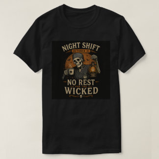 Night Shift October 31 Vintage Halloween Skeleton T-Shirt