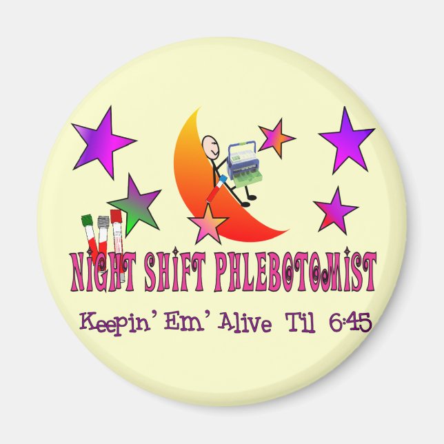 NIght Shift Phlebotomist T-Shirts and Gifts Magnet (Front)