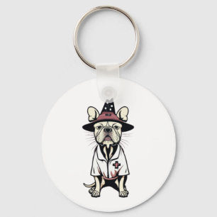 Night Shift Ready Pooch One Spooky Nurse Dog  Key Ring