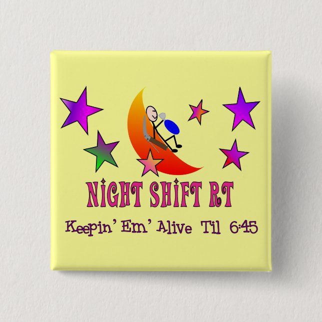 Night Shift RT MOON Stick Man 15 Cm Square Badge (Front)