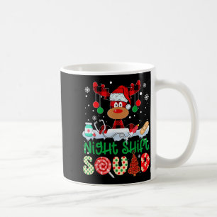 Night Shift Squad Nurse Reindeer Buffalo Red Plaid Coffee Mug