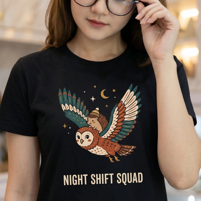 Night Shift Squad Owl And Hedgehog T-Shirt (Creator Uploaded)