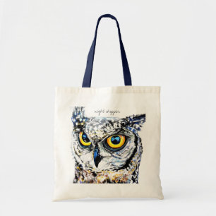 Night shopper owl tote bag