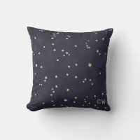 Night sky and gold stars minimalist monogram