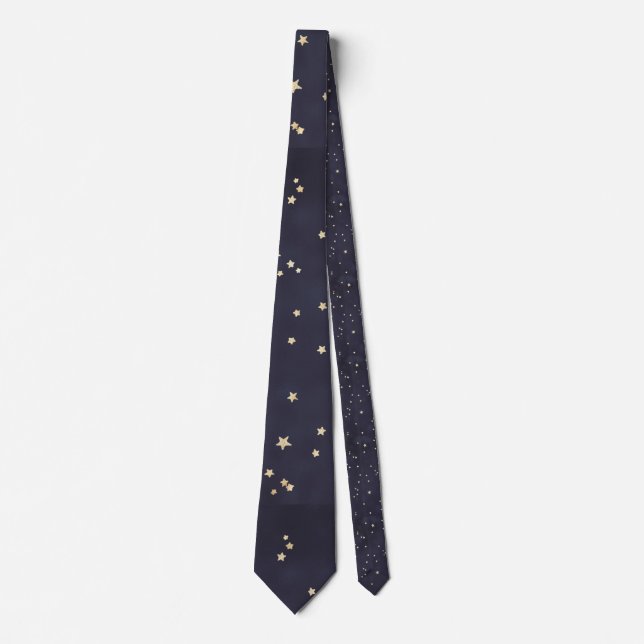 Night Sky And Gold Stars Tie (Front)