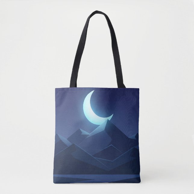 Night Sky and Moon Minimalist Art Tote Bag (Front)