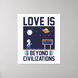 Night sky and space with alien and spacecraft  canvas print