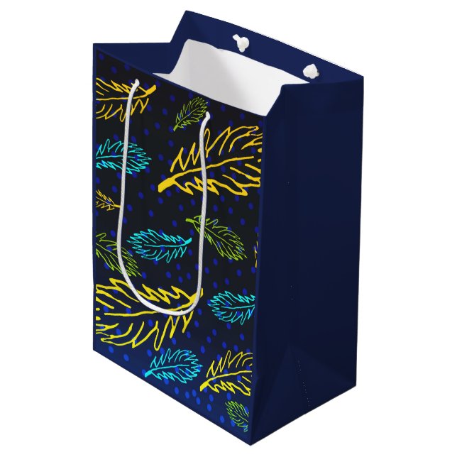 Night Sky Autumn Leaves Set 1 Medium Gift Bag (Front Angled)