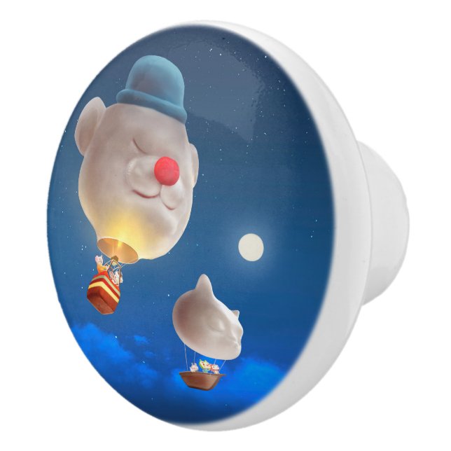 Night Sky Balloon Adventure Ceramic Knob (Right)