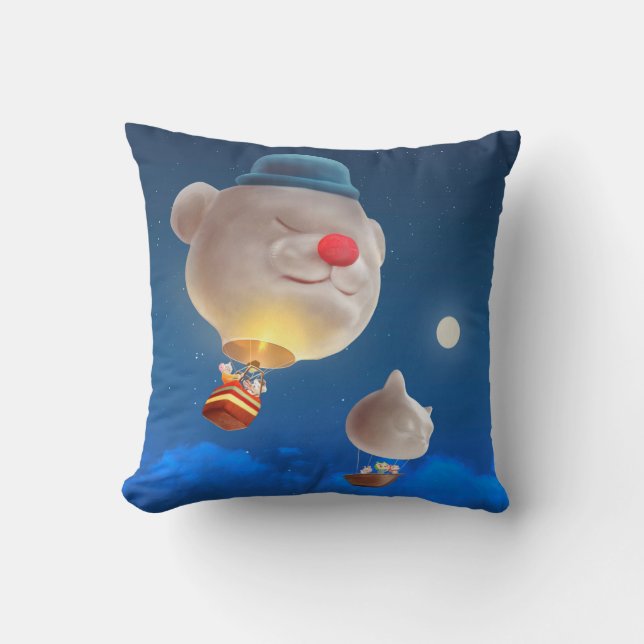 Night Sky Balloon Adventure Cushion (Front)