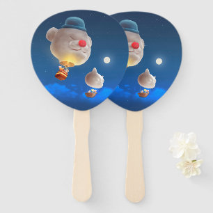 Night Sky Balloon Adventure Hand Fan