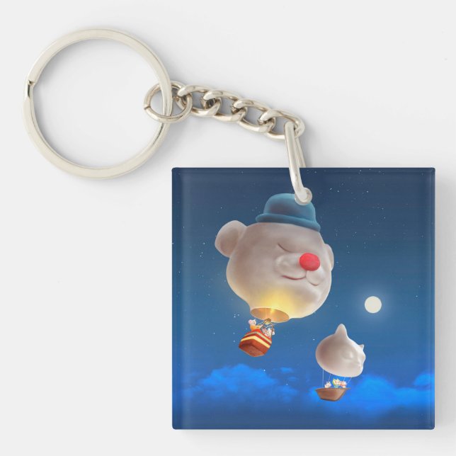 Night Sky Balloon Adventure Key Ring (Front)