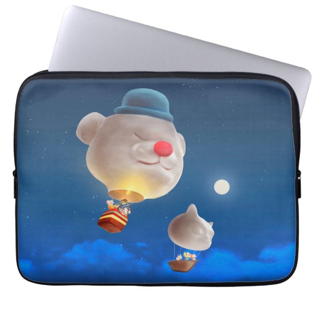 Night Sky Balloon Adventure Laptop Sleeve (Front)