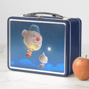 Night Sky Balloon Adventure Metal Lunch Box