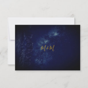 Night Sky Blue Gold Monogram RSVP Card