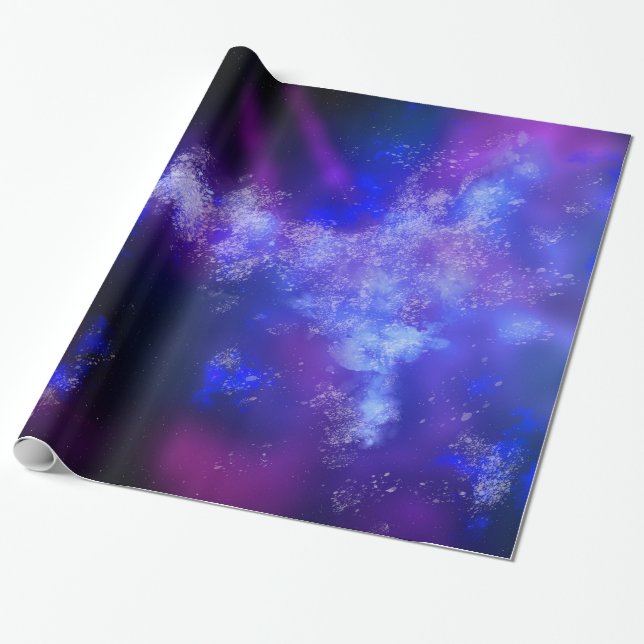 Night Sky Blue Sapphire Wrapping Paper (Unrolled)