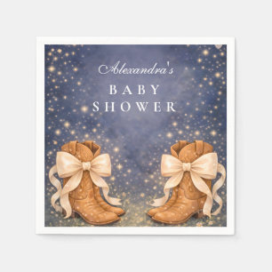 Night Sky Boots And Bows Baby Shower Napkin