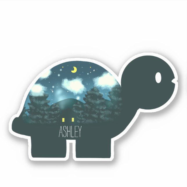Night Sky Cabin In The Forest Turtle (Front)