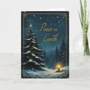 Night Sky Christmas Tree Peace on Earth Elegant Card