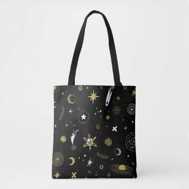 Night sky: cosmic seamless pattern. tote bag (Front)