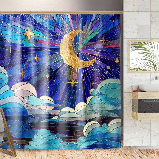 Night Sky - Digital Art Mosaic Shower Curtain (Creator Uploaded)