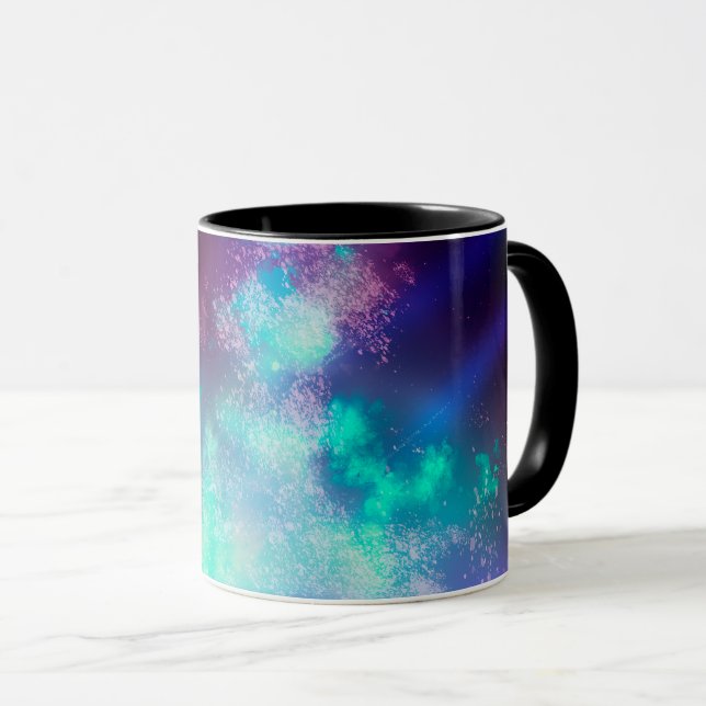 Night Sky Emerald Neon Lights Mug (Front Right)